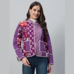 Handmade Patchwork Quilted Purple Jacket / Coat - Image 2
