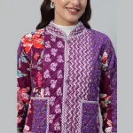 Handmade Patchwork Quilted Purple Jacket / Coat - Image 6