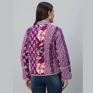 Handmade Patchwork Quilted Purple Jacket / Coat - Image 7