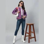 Handmade Patchwork Quilted Purple Jacket / Coat - Image 3