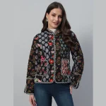 Winter Black Patchwork Quilted Cotton Jackets - Image 2