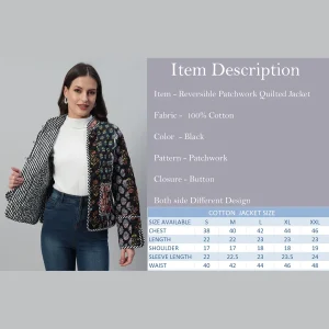 Winter Black Patchwork Quilted Cotton Jackets - Image 11
