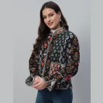 Winter Black Patchwork Quilted Cotton Jackets - Image 5