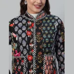 Winter Black Patchwork Quilted Cotton Jackets - Image 6