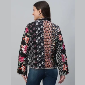 Winter Black Patchwork Quilted Cotton Jackets - Image 7