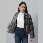 Winter Black Patchwork Quilted Cotton Jackets