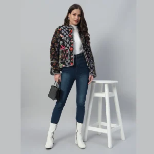Winter Black Patchwork Quilted Cotton Jackets - Image 3