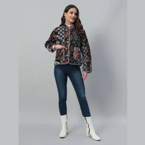 Winter Black Patchwork Quilted Cotton Jackets - Image 9