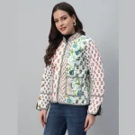 Woman White Clothing Patchwork Quilted Jacket/Coat