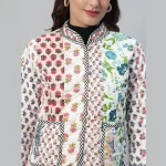 Woman White Clothing Patchwork Quilted Jacket/Coat - Image 4