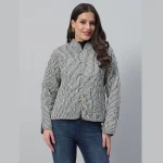 Woman White Clothing Patchwork Quilted Jacket/Coat - Image 6