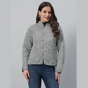 Woman White Clothing Patchwork Quilted Jacket/Coat - Image 6