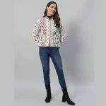 Woman White Clothing Patchwork Quilted Jacket/Coat - Image 8
