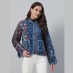 Women's Export Quality Cotton Fabric Blue Jacket - Image 3