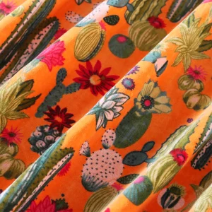 5 Yard Luxury Soft Velvet Cactus Fabric (Orange Fabric) - Image 4
