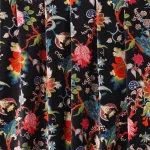 Beautiful Black Floral Print Velvet Fabric - Image 4