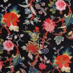 Beautiful Black Floral Print Velvet Fabric - Image 2