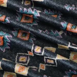 Blue Geometric Print Soft Velvet Fabric - Image 3