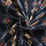 Blue Geometric Print Soft Velvet Fabric