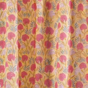 Cotton Fabric Hand Block Print Beige Floral - Image 3