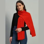 Fashion Soft Orange Wool Scarves Reversible Knitted Scarf - Image 3
