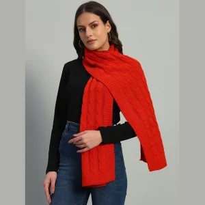 Fashion Soft Orange Wool Scarves Reversible Knitted Scarf - Image 3