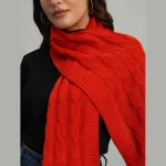 Fashion Soft Orange Wool Scarves Reversible Knitted Scarf - Image 4