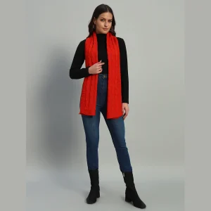Fashion Soft Orange Wool Scarves Reversible Knitted Scarf - Image 6