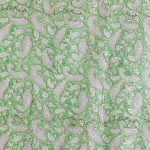 Hand Block Print Indian Craft Sewing Green Paisley Fabric
