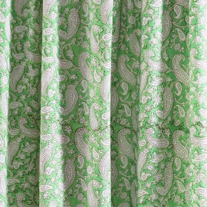 Hand Block Print Indian Craft Sewing Green Paisley Fabric - Image 3