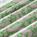 Hand Block Print Indian Craft Sewing Green Paisley Fabric - Image 2
