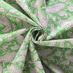 Hand Block Print Indian Craft Sewing Green Paisley Fabric - Image 4