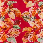 Handmade Leaf Print Cotton Fabric Women Pink Color Dress