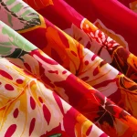 Handmade Leaf Print Cotton Fabric Women Pink Color Dress - Image 3