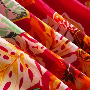 Handmade Leaf Print Cotton Fabric Women Pink Color Dress - Image 3