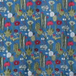 Home Furnishing Swing Blue Cactus Print Cotton Velvet Fabric - Image 2