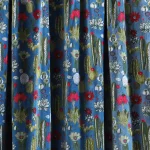 Home Furnishing Swing Blue Cactus Print Cotton Velvet Fabric - Image 3