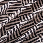 Indian Black & White Striped Printed Loose Velvet Fabric - Image 2