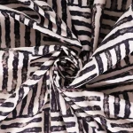 Indian Black & White Striped Printed Loose Velvet Fabric
