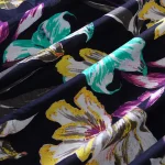 Indian Cotton Navy Blue Fabric Floral Print Dressmaking Fabric - Image 3