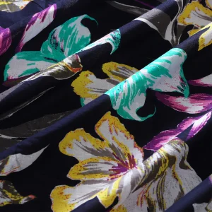 Indian Cotton Navy Blue Fabric Floral Print Dressmaking Fabric - Image 3