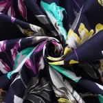 Indian Cotton Navy Blue Fabric Floral Print Dressmaking Fabric - Image 4