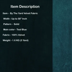 Indian Dress Sewing Luxury Soft Velvet Teal Blue - Image 5