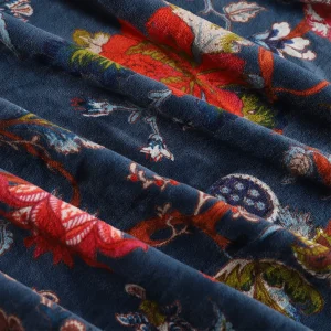 Indian Dress Sewing Upholstery Fabric Blue Floral - Image 3