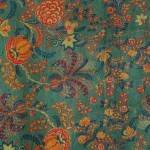 Indian Floral Printed Fabric Green Velvet - Image 4