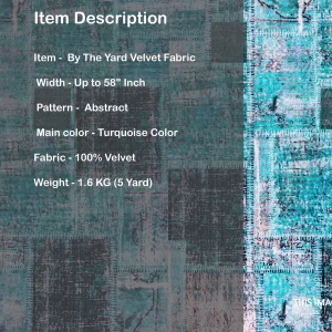 Indian Turquoise Printed Upholstery Velvet Fabric - Image 5