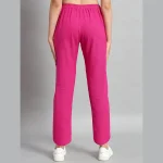 Ladies Elastic Waist Pants Cotton Linen Pink Trousers - Image 7