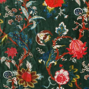 Luxury Green Soft Velvet Floral Print Fabric - Image 4