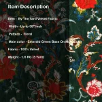 Luxury Green Soft Velvet Floral Print Fabric - Image 5