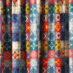 Luxury Velvet Turquoise Patchwork Printed Fabric - Image 2